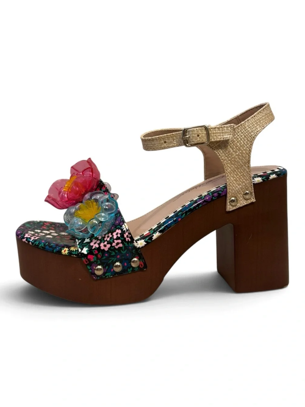 Betsey Johnson Elayne Floral 3D Flower Platform Sandals Heels Size 7